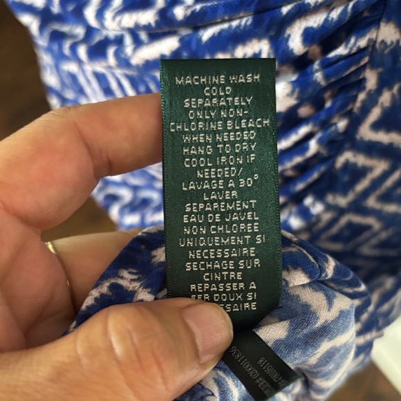 Ralph Lauren Blue Geometric Long Sleeve Dress - Picture 6 of 7